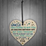 Superhero UNCLE Birthday Gifts Personalised Wooden Heart Gift