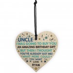 Superhero UNCLE Birthday Gifts Personalised Wooden Heart Gift