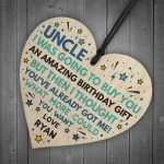 Superhero UNCLE Birthday Gifts Personalised Wooden Heart Gift