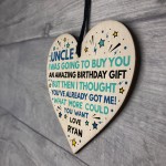 Superhero UNCLE Birthday Gifts Personalised Wooden Heart Gift