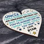 Superhero UNCLE Birthday Gifts Personalised Wooden Heart Gift