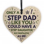 Step DAD Birthday Gifts Funny Wood Heart Gift From Step Daughter