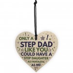 Step DAD Birthday Gifts Funny Wood Heart Gift From Step Daughter