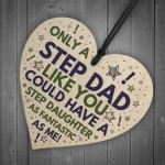 Step DAD Birthday Gifts Funny Wood Heart Gift From Step Daughter