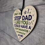 Step DAD Birthday Gifts Funny Wood Heart Gift From Step Daughter