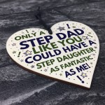 Step DAD Birthday Gifts Funny Wood Heart Gift From Step Daughter