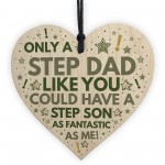 Step DAD Birthday Gifts Funny Wooden Heart Gift From Step Son