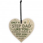 Step DAD Birthday Gifts Funny Wooden Heart Gift From Step Son