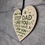 Step DAD Birthday Gifts Funny Wooden Heart Gift From Step Son