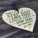 Step DAD Birthday Gifts Funny Wooden Heart Gift From Step Son