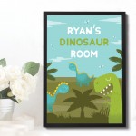 Personalised Dinosaur Room Wall Art Framed Print Boys Bedroom 