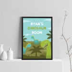 Personalised Dinosaur Room Wall Art Framed Print Boys Bedroom 