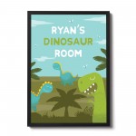 Personalised Dinosaur Room Wall Art Framed Print Boys Bedroom 