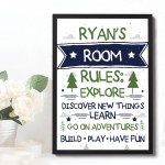 Personalised Bedroom Rules Sign Boy Bedroom Decor Wall Art Gift