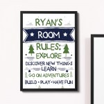 Personalised Bedroom Rules Sign Boy Bedroom Decor Wall Art Gift