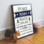 Personalised Bedroom Rules Sign Boy Bedroom Decor Wall Art Gift