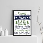 Personalised Bedroom Rules Sign Boy Bedroom Decor Wall Art Gift