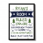 Personalised Bedroom Rules Sign Boy Bedroom Decor Wall Art Gift