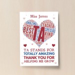 Personalised Teaching Assistant Gift Word Art Leaving School