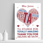 Personalised Teaching Assistant Gift Word Art Leaving School