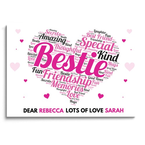 Personalised Best Friend Print Word Art Keepsake Friendship Gift