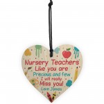 Personalised Nursery Teacher Gifts Wood Heart Thank you Leaving