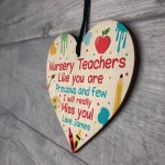 Personalised Nursery Teacher Gifts Wood Heart Thank you Leaving