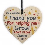 Personalised Thank You Teacher And Assistant Gift Wood Heart