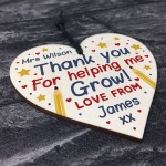 Personalised Thank You Teacher And Assistant Gift Wood Heart