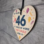 Novelty 46th Birthday Gifts Wood Heart Sign Funny Present