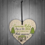 Caravan Rules Novelty Hanging Wooden Heart Caravan Sign Friend