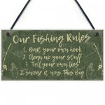 Funny Fishing Gift Fishing Rules Sign Garden Shed Man Cave Sign