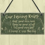 Funny Fishing Gift Fishing Rules Sign Garden Shed Man Cave Sign