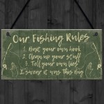 Funny Fishing Gift Fishing Rules Sign Garden Shed Man Cave Sign