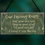 Funny Fishing Gift Fishing Rules Sign Garden Shed Man Cave Sign