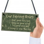 Funny Fishing Gift Fishing Rules Sign Garden Shed Man Cave Sign