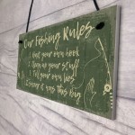 Funny Fishing Gift Fishing Rules Sign Garden Shed Man Cave Sign