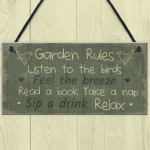 Garden Rules Sign Hanging Plaque Shed Sign Summer House Plaque