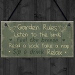 Garden Rules Sign Hanging Plaque Shed Sign Summer House Plaque