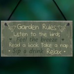 Garden Rules Sign Hanging Plaque Shed Sign Summer House Plaque