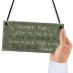 Garden Rules Sign Hanging Plaque Shed Sign Summer House Plaque