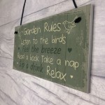 Garden Rules Sign Hanging Plaque Shed Sign Summer House Plaque