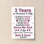 3rd Wedding Anniversary Gift Husband Wife Personalised Gift