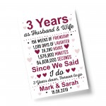 3rd Wedding Anniversary Gift Husband Wife Personalised Gift