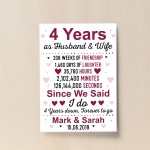 4th Wedding Anniversary Gift Husband Wife Personalised Gifts