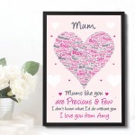 Mum Gift Poem Word Art Framed Print Birthday Mothers Day Gift