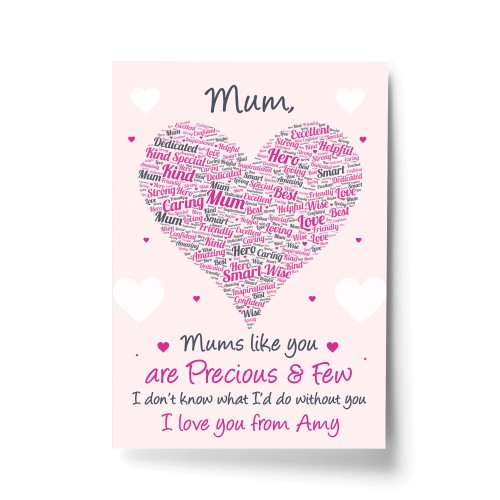 Mum Gift Poem Word Art Print Birthday Mothers Day Gift