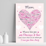 Mum Gift Poem Word Art Print Birthday Mothers Day Gift