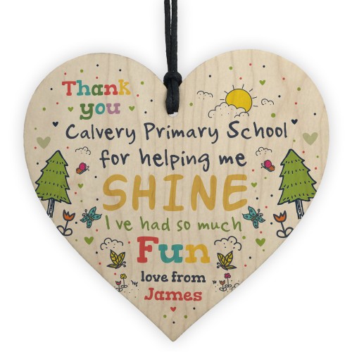 Personalised Thank You Teacher Gift Wood Heart TA Assistant 