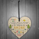 Personalised Thank You Teacher Gift Wood Heart TA Assistant 